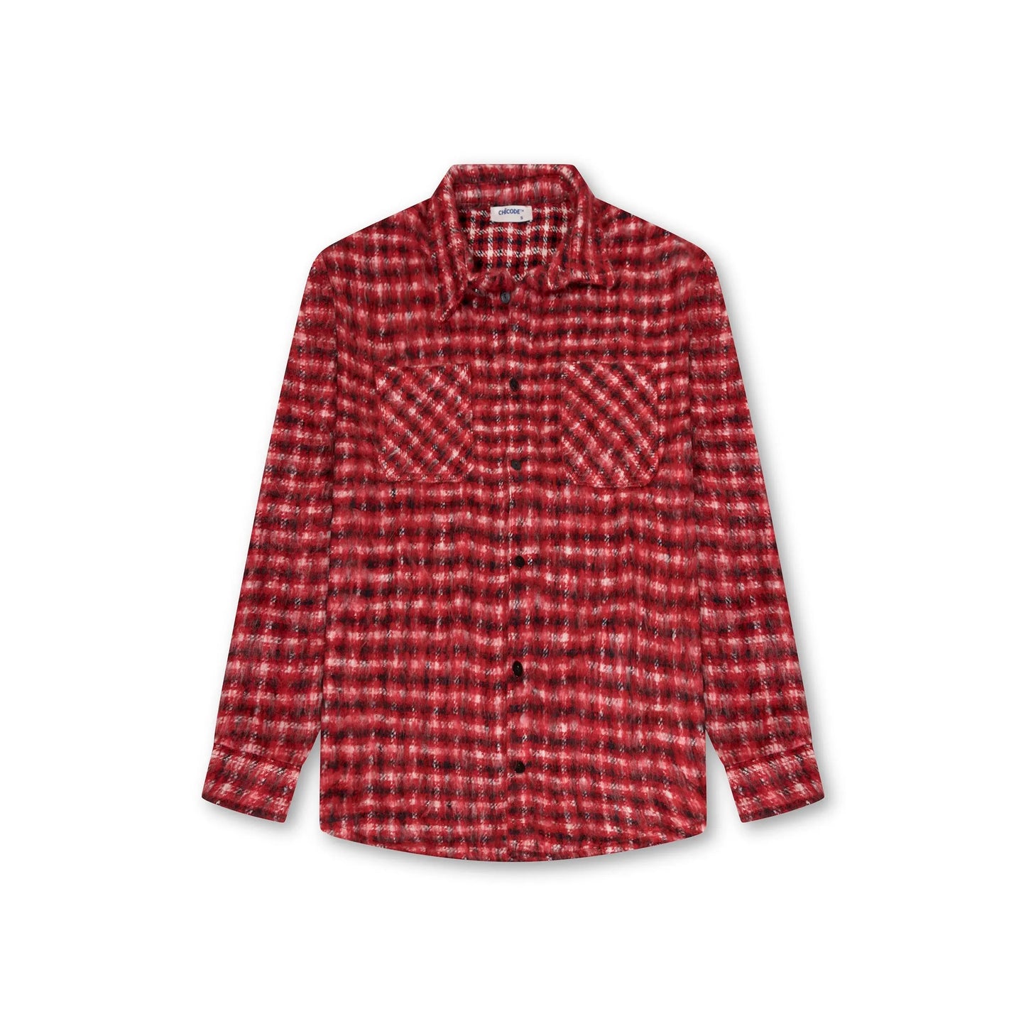 Burgundy Plaid Knit Jacket CHICODE